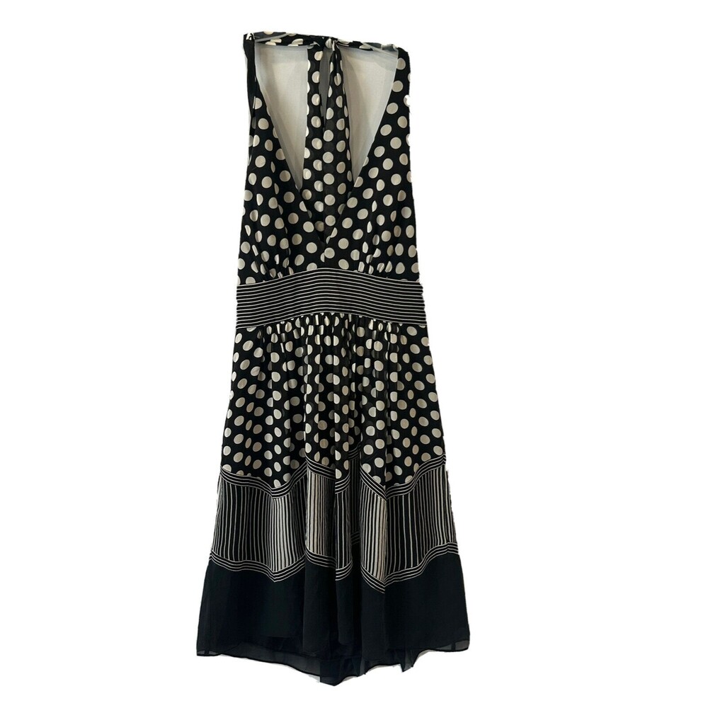 BCBG Maxazria Dress Womens Size 02 Silk Halet Polka Dot Striped Lined